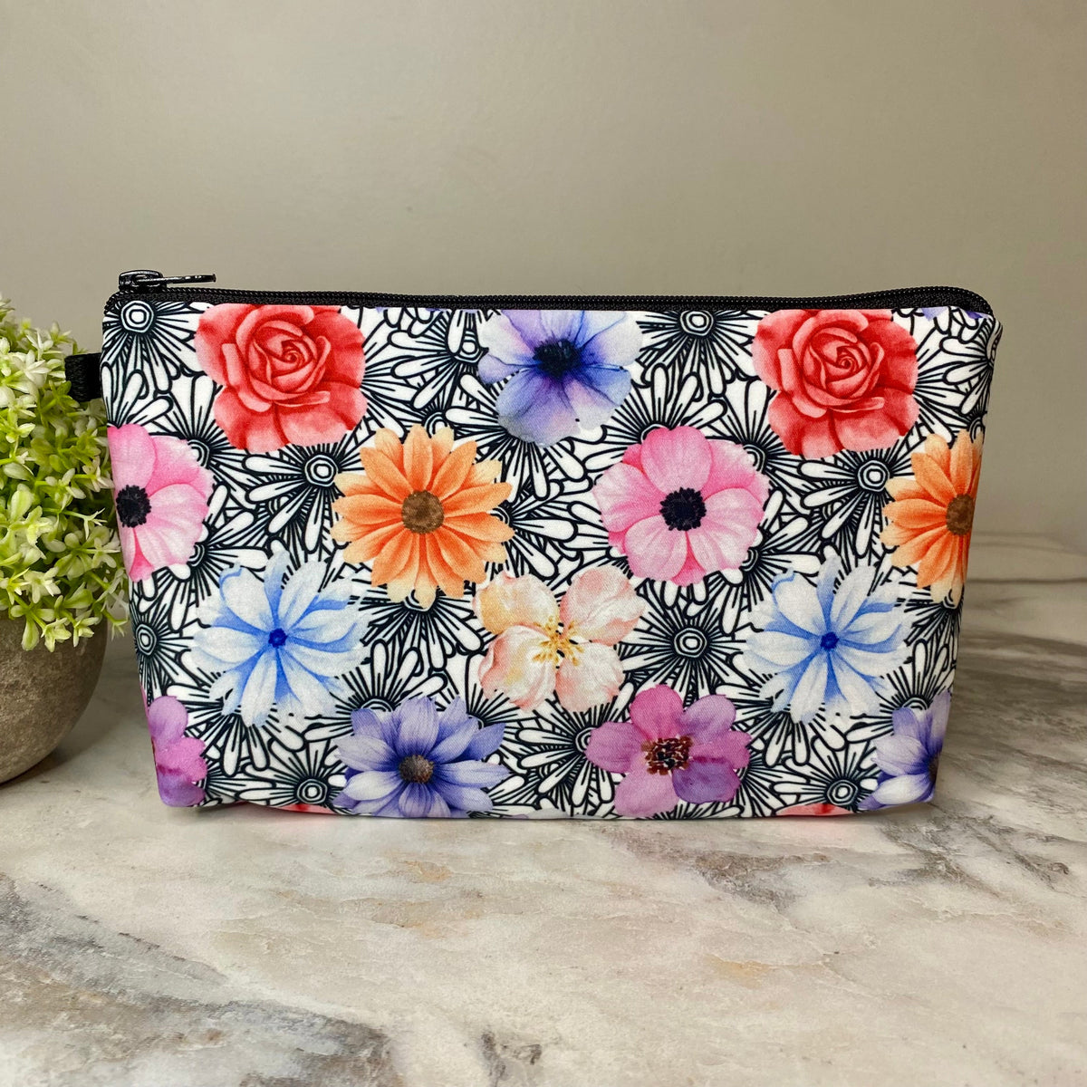 Pouch - Floral Black & White