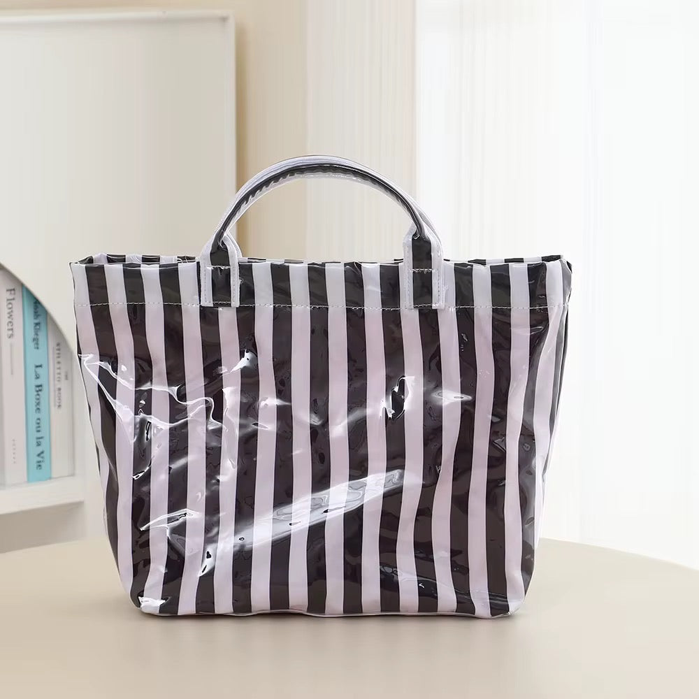 The April Vinyl Tote Bag - Stripes - PREORDER