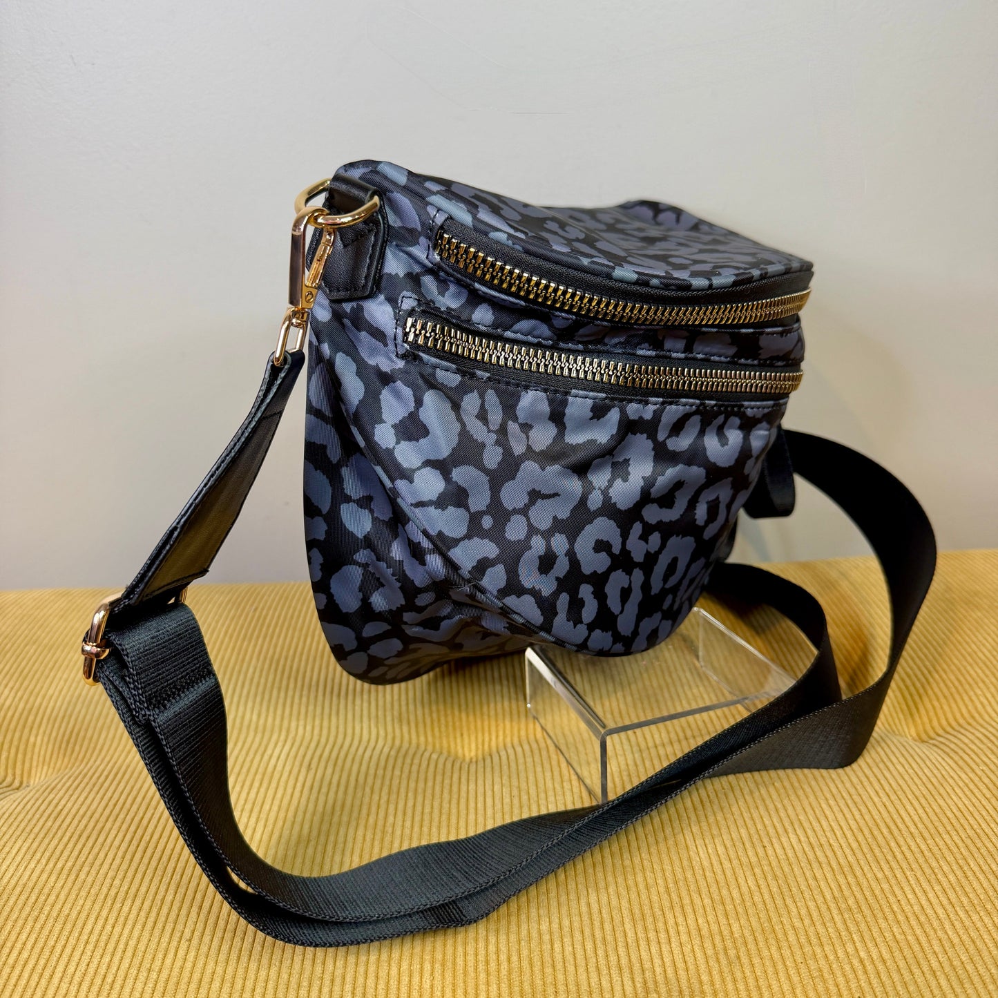 The Roni Nylon Crossbody - Black & Grey Animal
