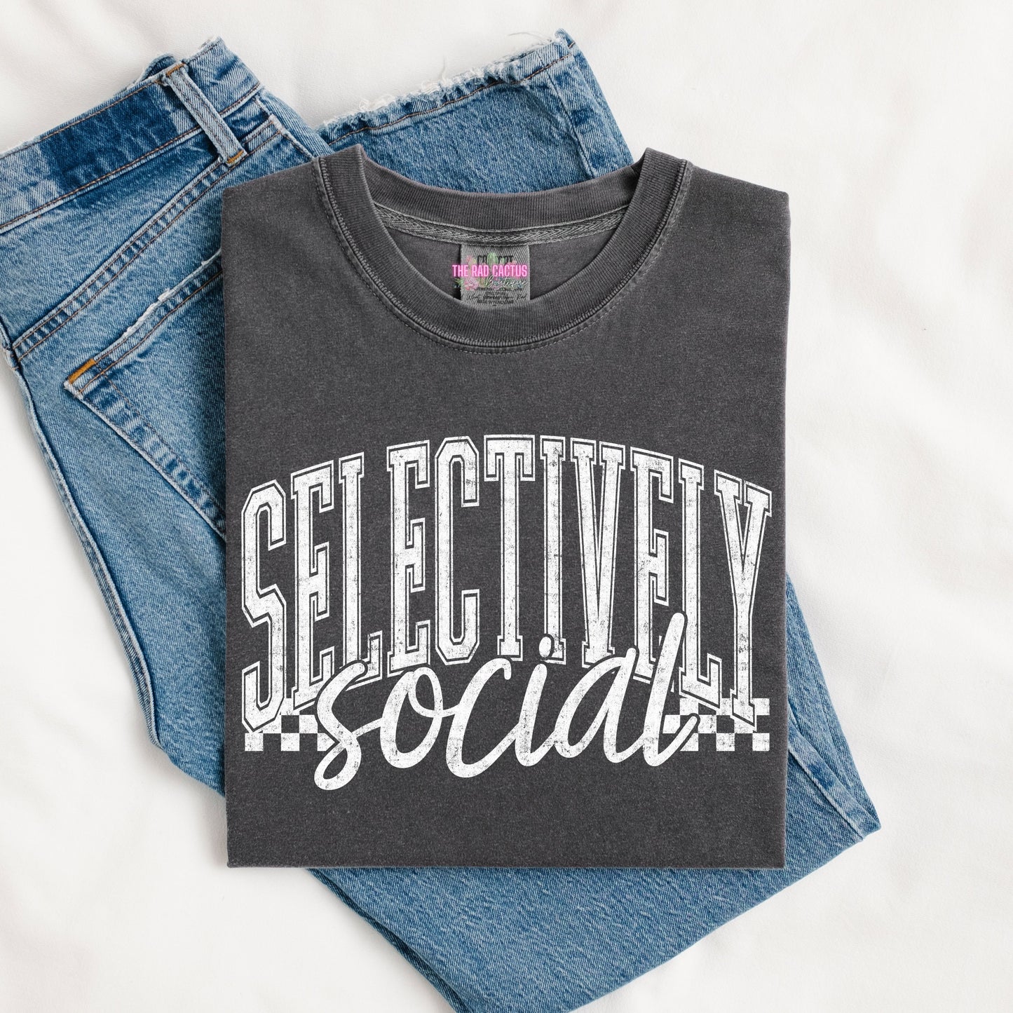 Selectively Social White Ink Graphic Tee or Crewneck Sweatshirt