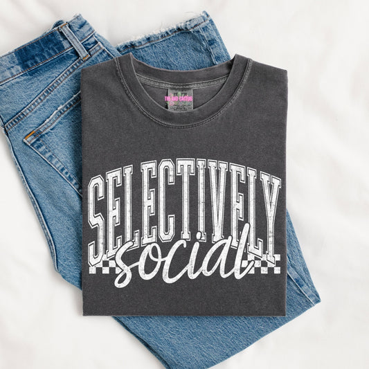 Selectively Social White Ink Graphic Tee or Crewneck Sweatshirt