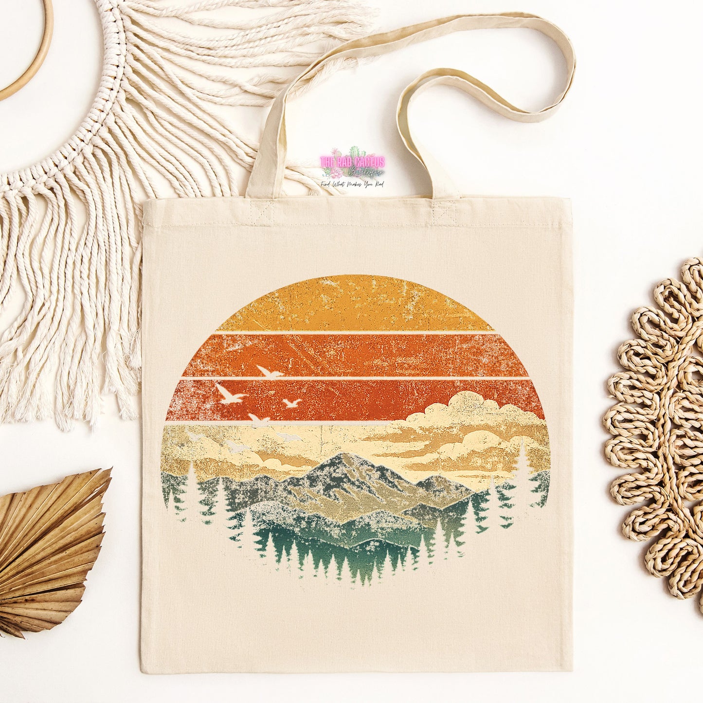 Vintage Mountain Sunset Tote Bag