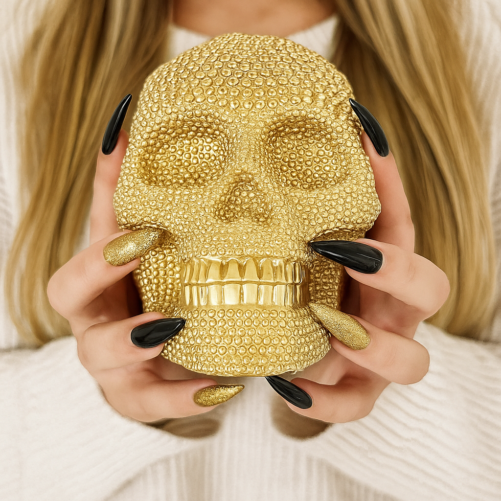 Resin Skull Gold Figurine