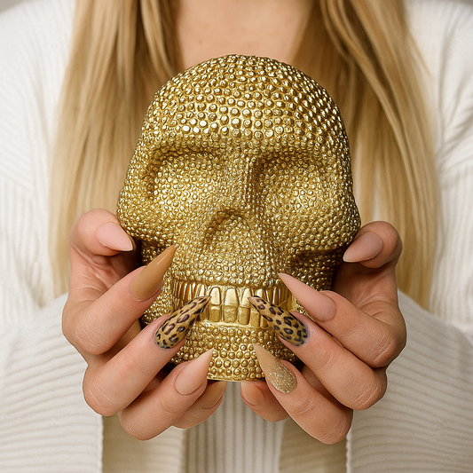 Resin Skull Gold Figurine