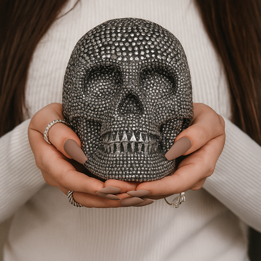 Resin Skull Silver Figurine