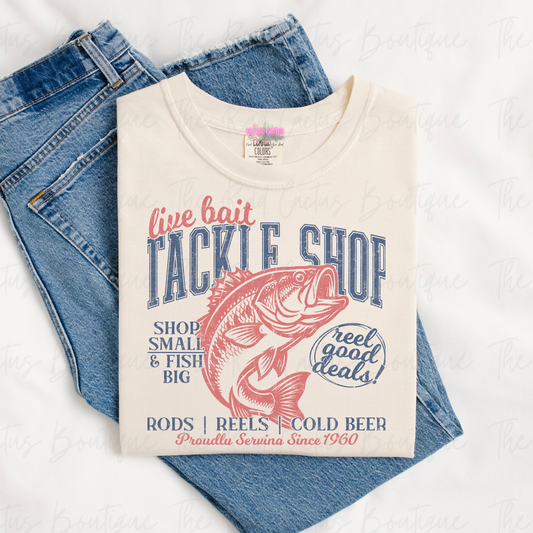 Live Bait Tackle Shop Graphic Tee or Crewneck Sweatshirt