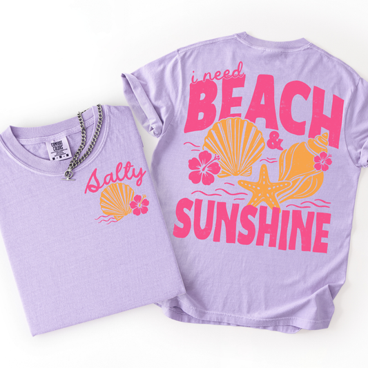 Salty Beach & Sunshine Graphic Tee or Crewneck Sweatshirt