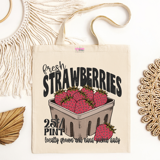 Fresh Strawberries Canvas Tote Bag