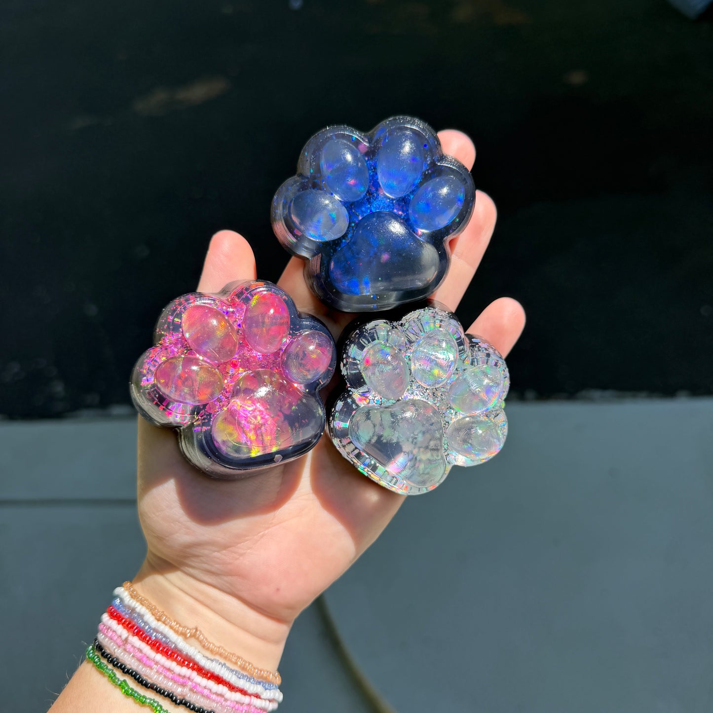Squishy Toy - Paw Print, Galaxy Glitter