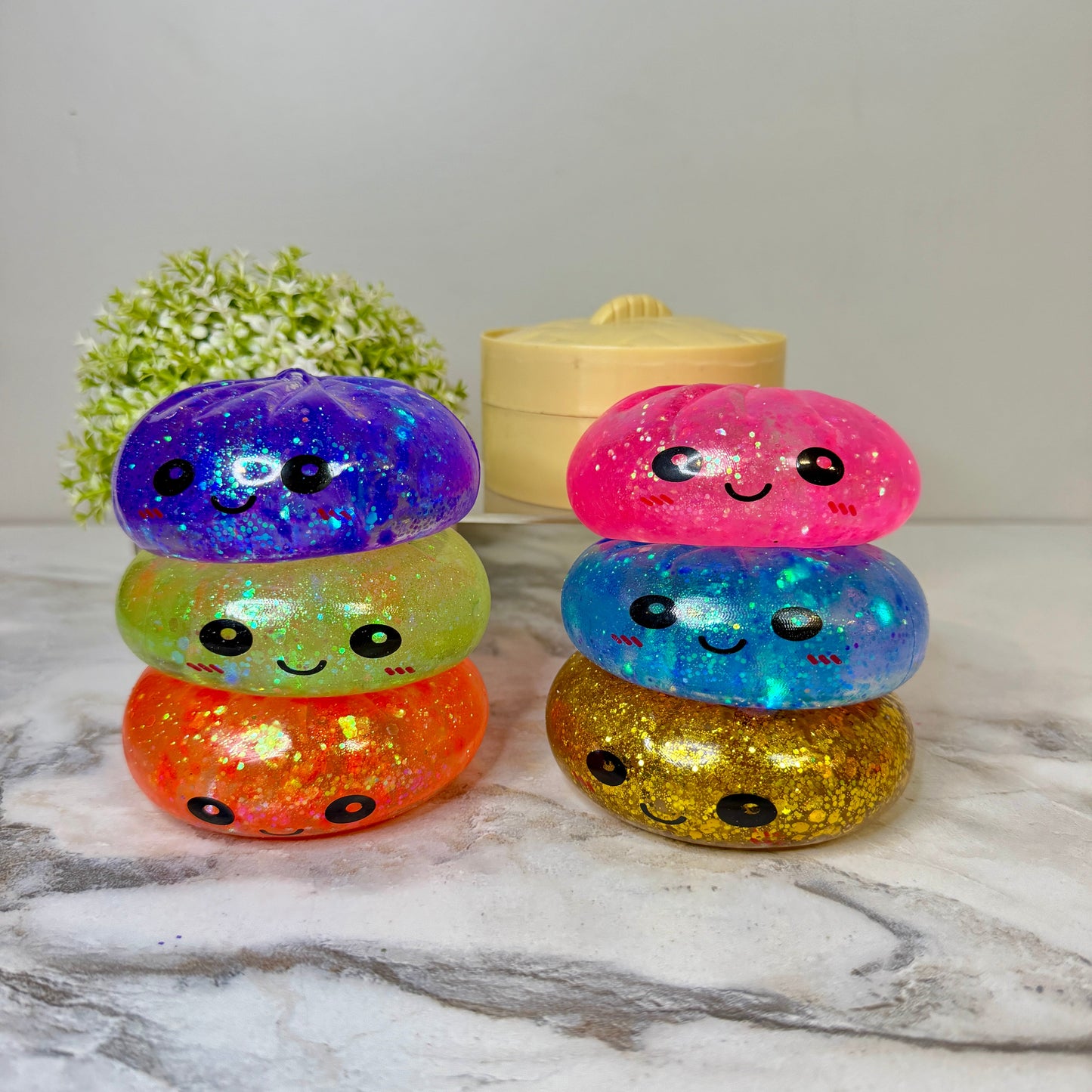 Squishy Toy - Viral Dumpling, Slow Rise Glitter - Orange