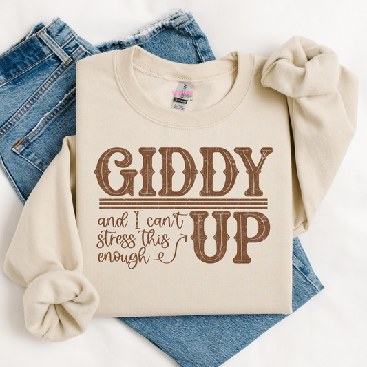 Giddy Up Western Graphic Tee or Crewneck Sweatshirt