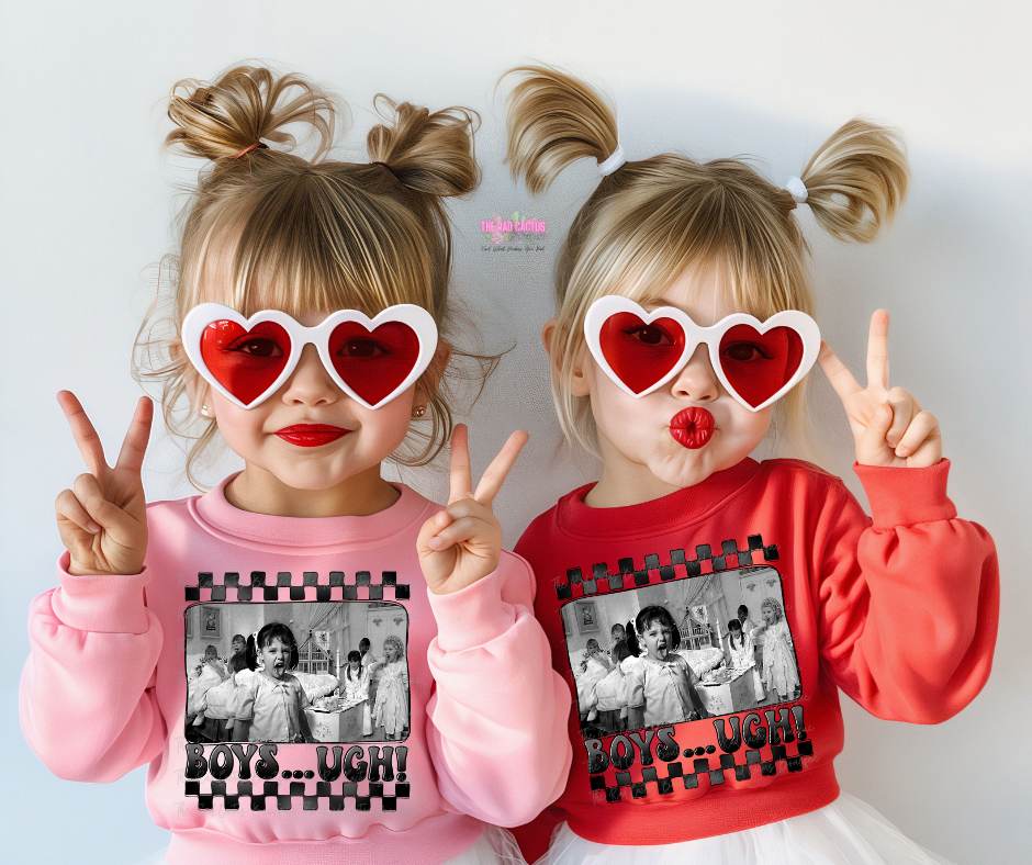 "Boys...UGH!" Retro Valentine Youth Graphic Tee or Crewneck Sweatshirt