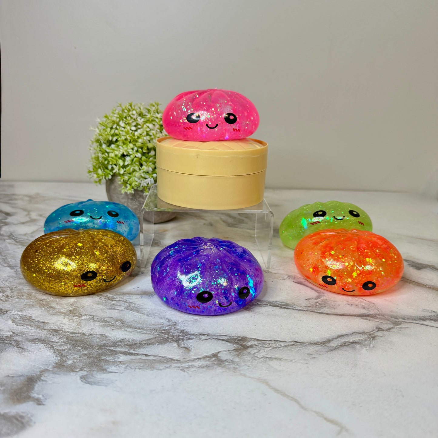 Squishy Toy - Viral Dumpling, Slow Rise Glitter - Orange