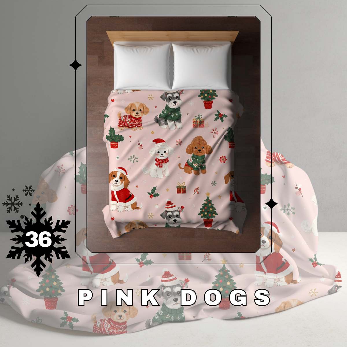 Blanket Christmas #36 - Pink Dogs - PREORDER