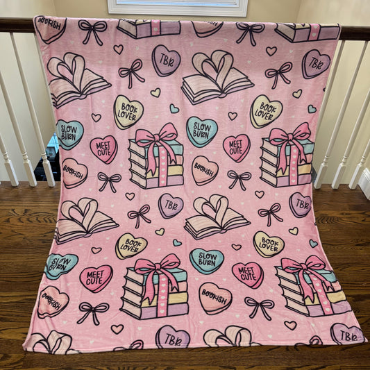 Blanket - Valentine’s Day - Book Hearts Pink - PREORDER