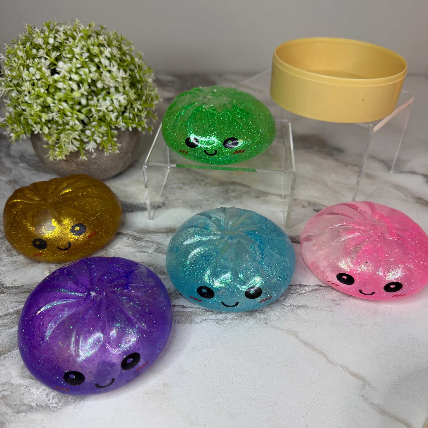 Squishy Toy - Viral Dumpling, Slow Rise Glitter - Pink