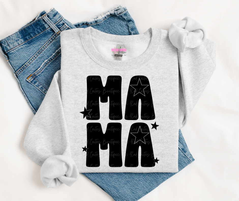 Bold Starry Mama Graphic Tee or Crewneck Sweatshirt