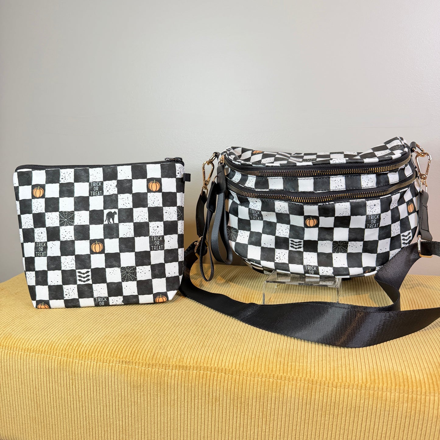 Bundled Set - Roni & XL Pouch - Halloween Trick or Treat Plaid