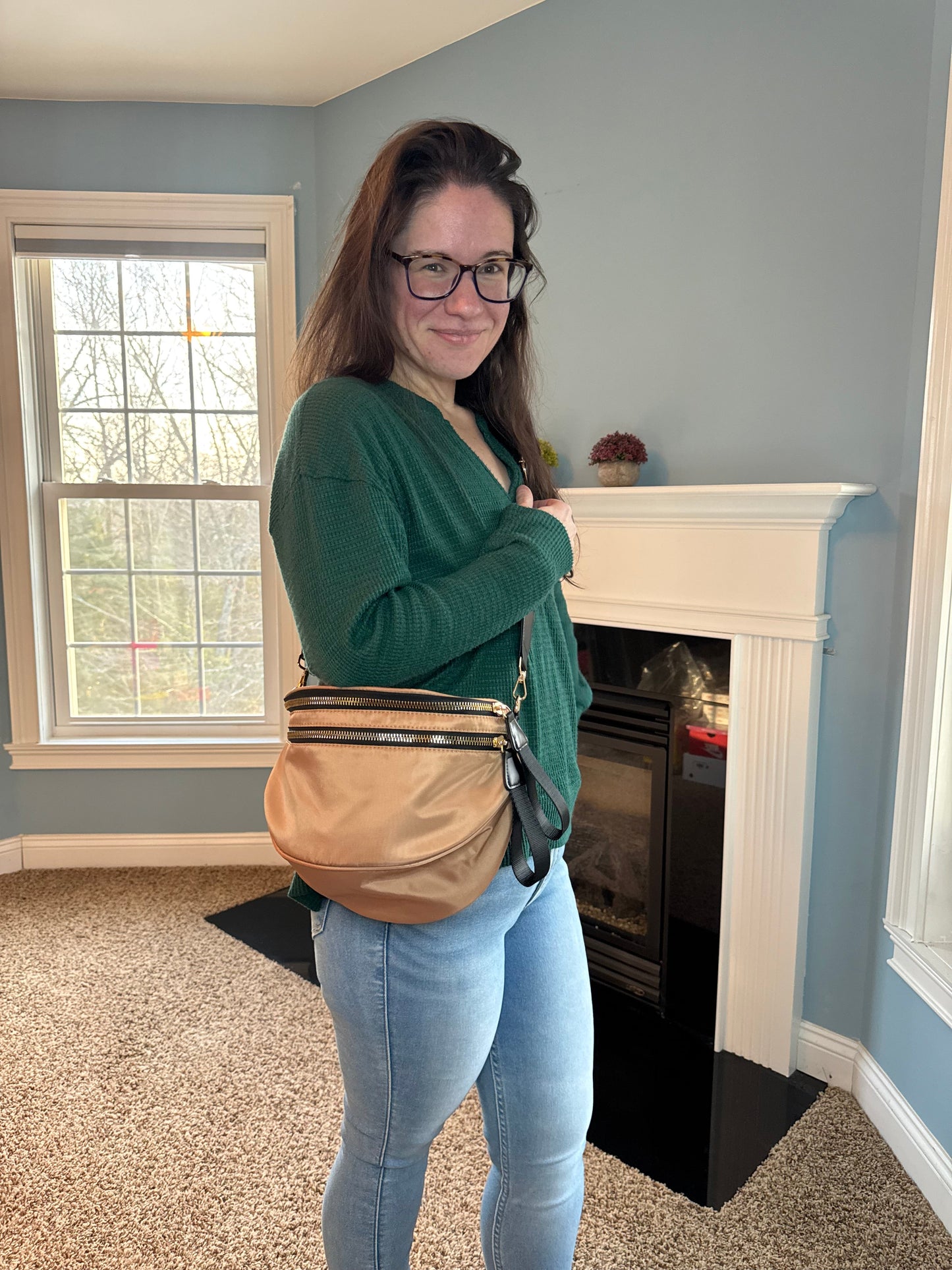 The Roni Nylon Crossbody - Peach + Black - PREORDER