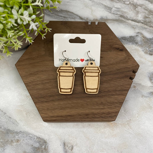 Wooden Dangle Earrings - Tea & Coffee