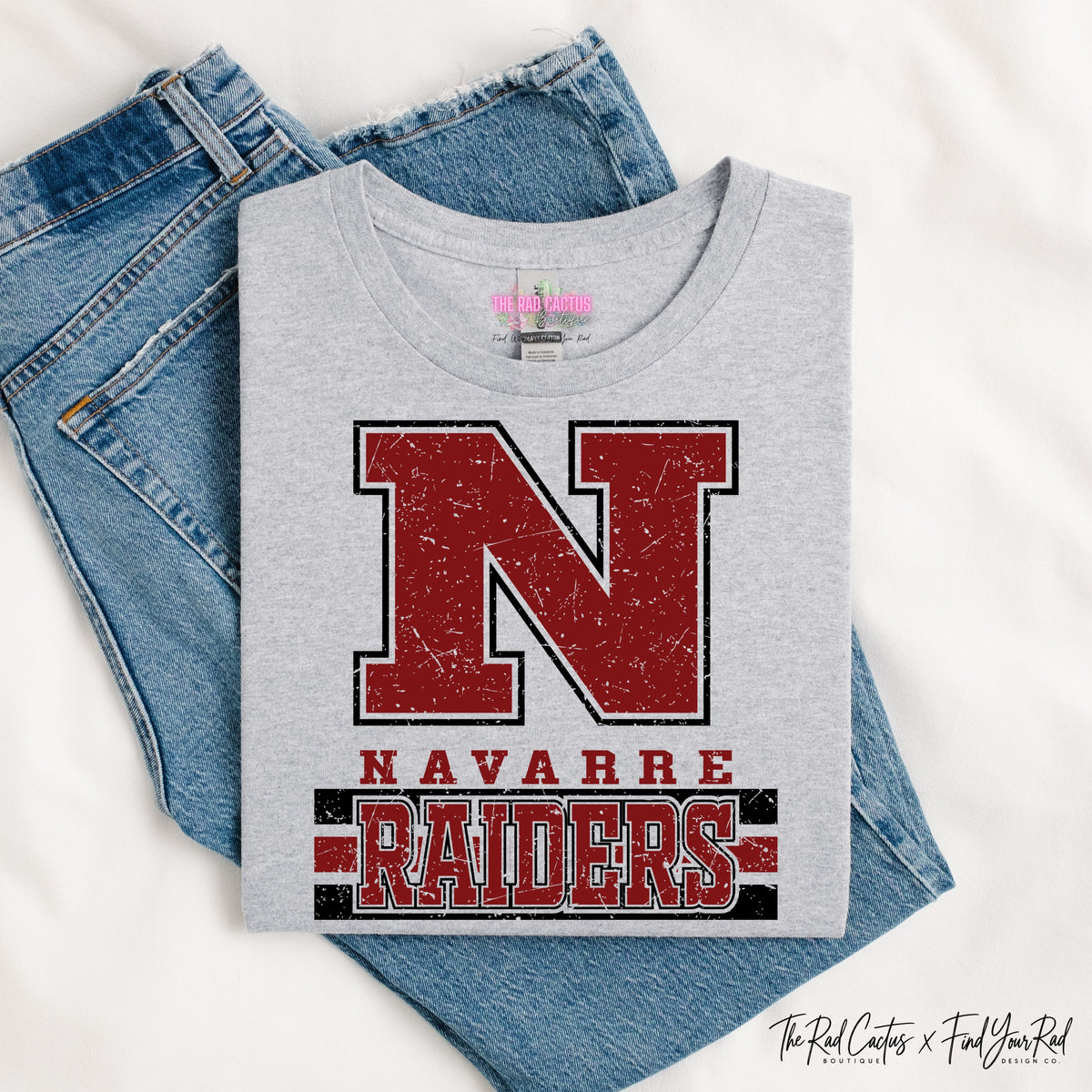 Navarre Raiders Distressed Collegiate Graphic Tee or Crewneck Sweatshirt