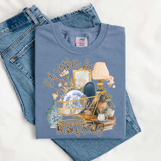 I’d Rather Be Thrifting Graphic Tee or Crewneck Sweatshirt