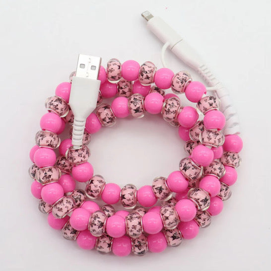 Charging Cord - Beaded - Clear Design - PREORDER 3/14-3/17