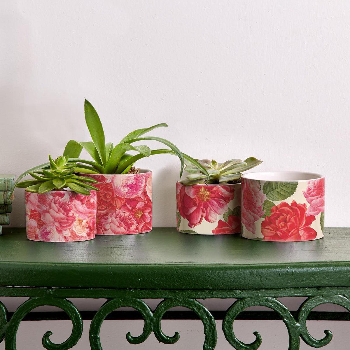 Rose Vases, Floral Cachepots, Watercolor Vases