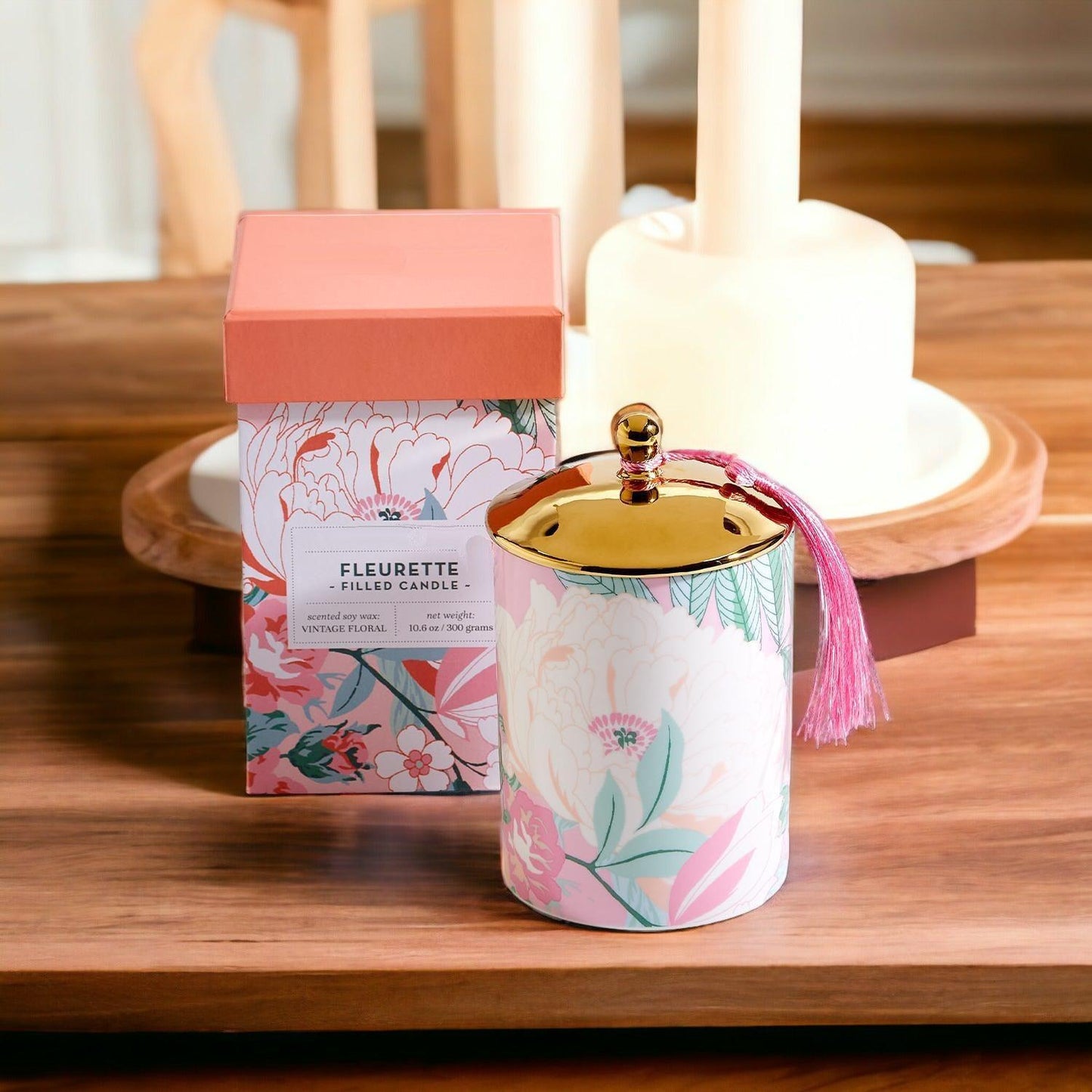 Vintage Floral Candle