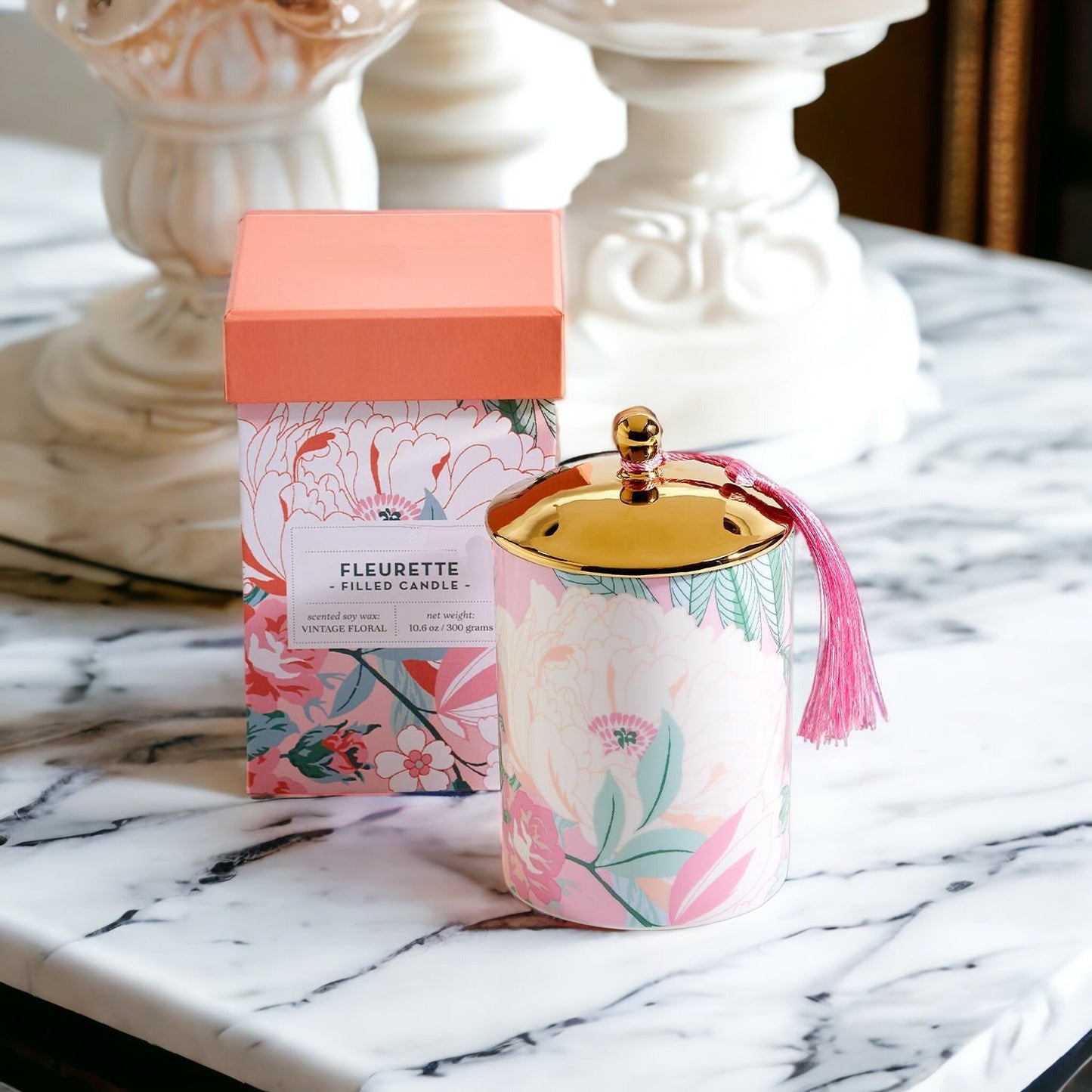 Vintage Floral Candle