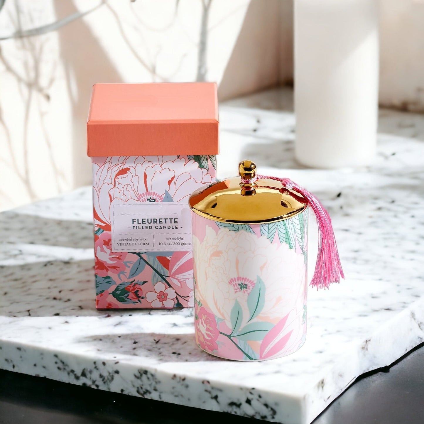 Vintage Floral Candle