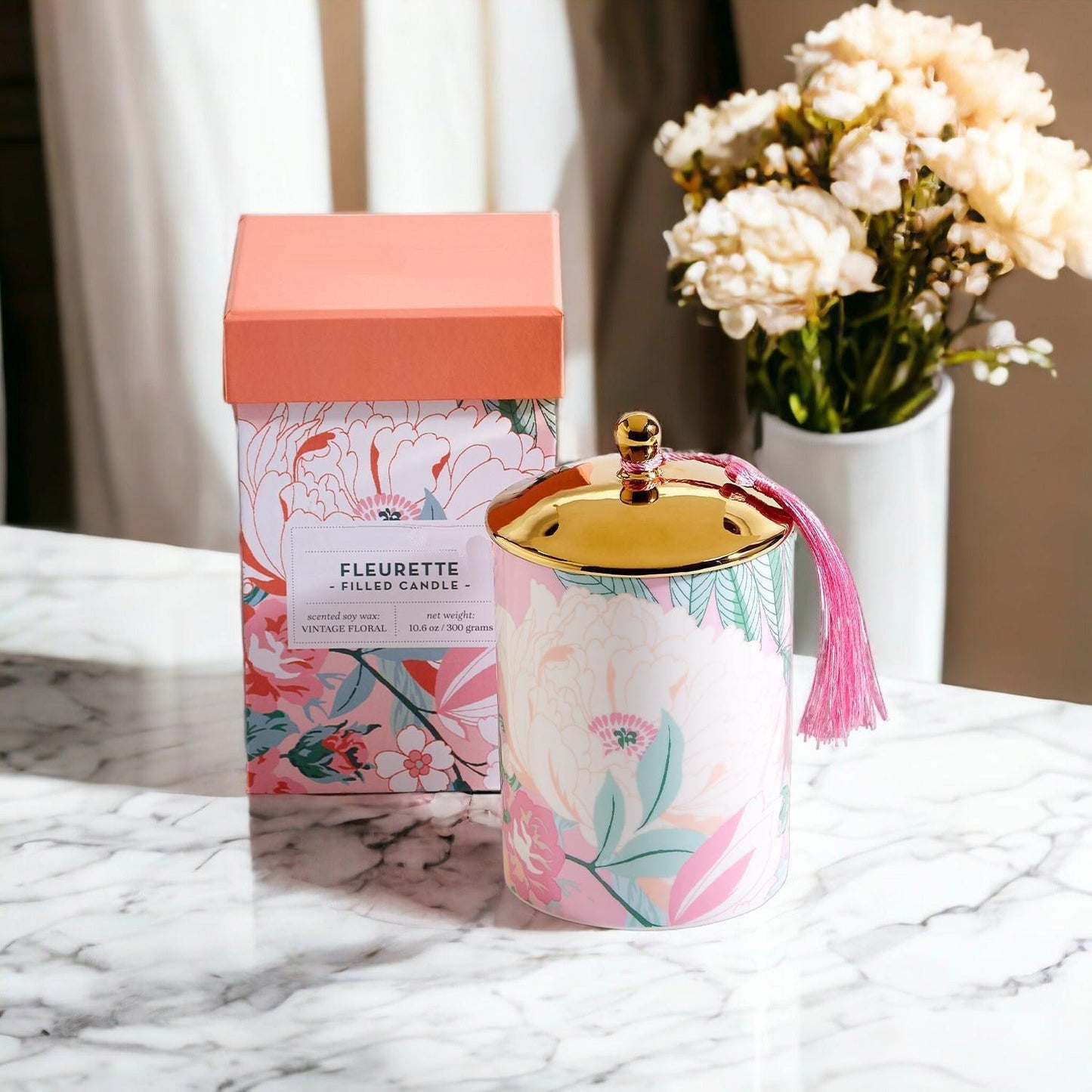 Vintage Floral Candle