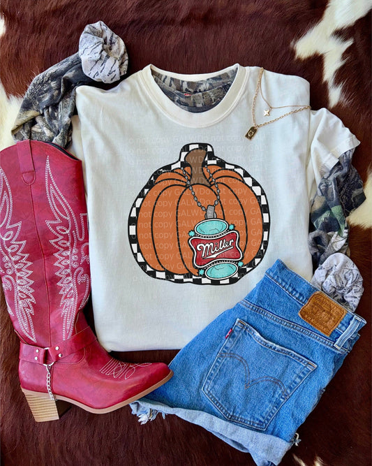 Checker Orange Pumpkin Tee/Sweatshirt