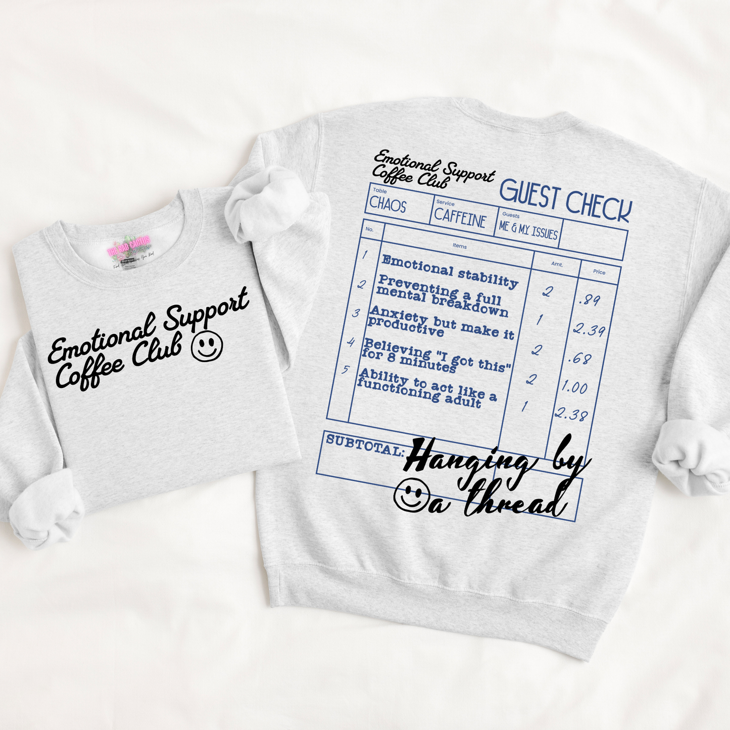 Emotional Support Coffee Club Graphic Tee or Crewneck Sweatshirt