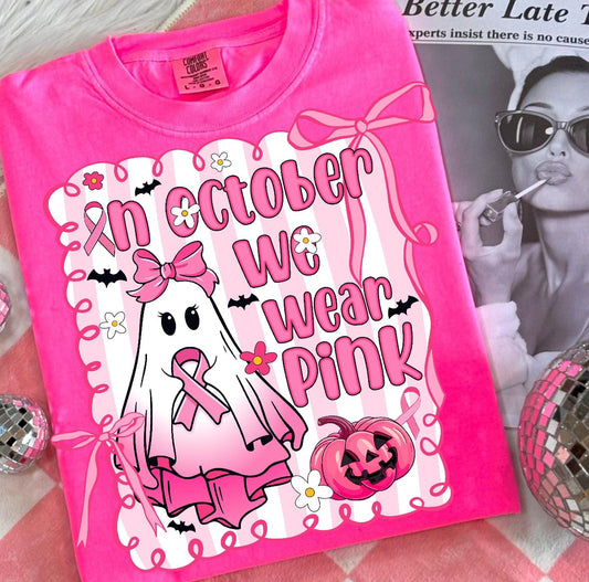 In October We Wear Pink Ghost w/ Bow Tee/Sweatshirt
