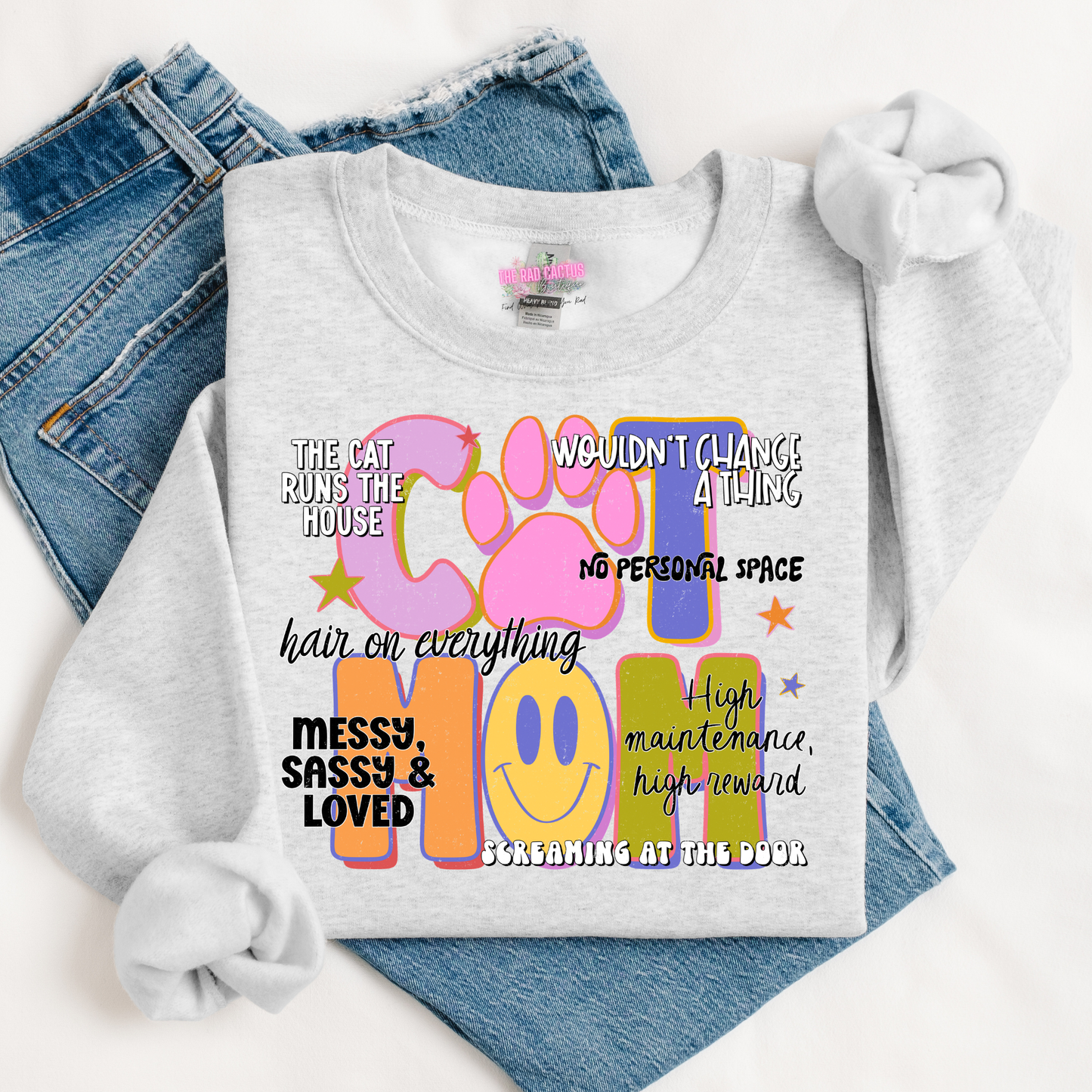Cat Mom Graphic Tee or Crewneck Sweatshirt