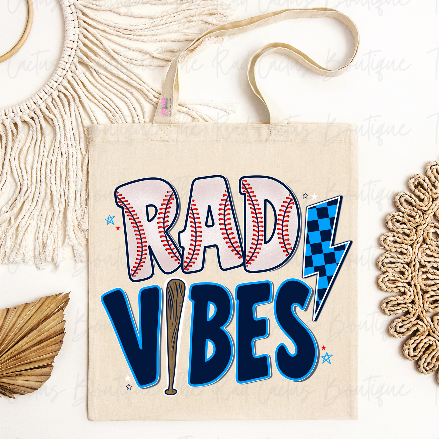 Baseball Rad Vibes Canvas Tote Bag