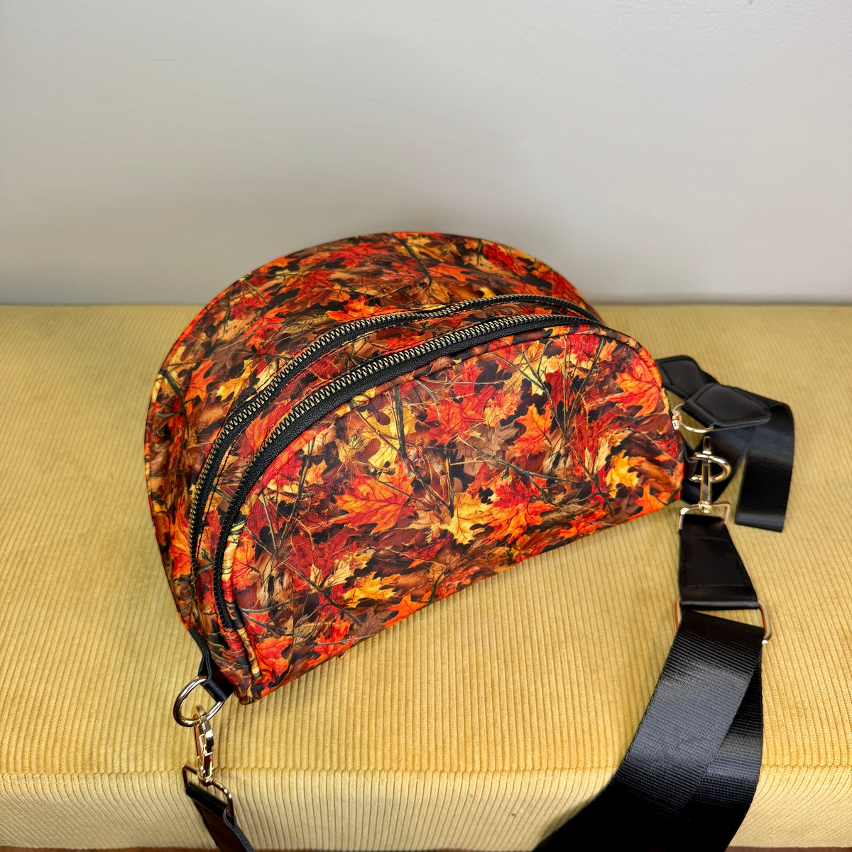 The Roni Nylon Crossbody - Camo Leaves Orange