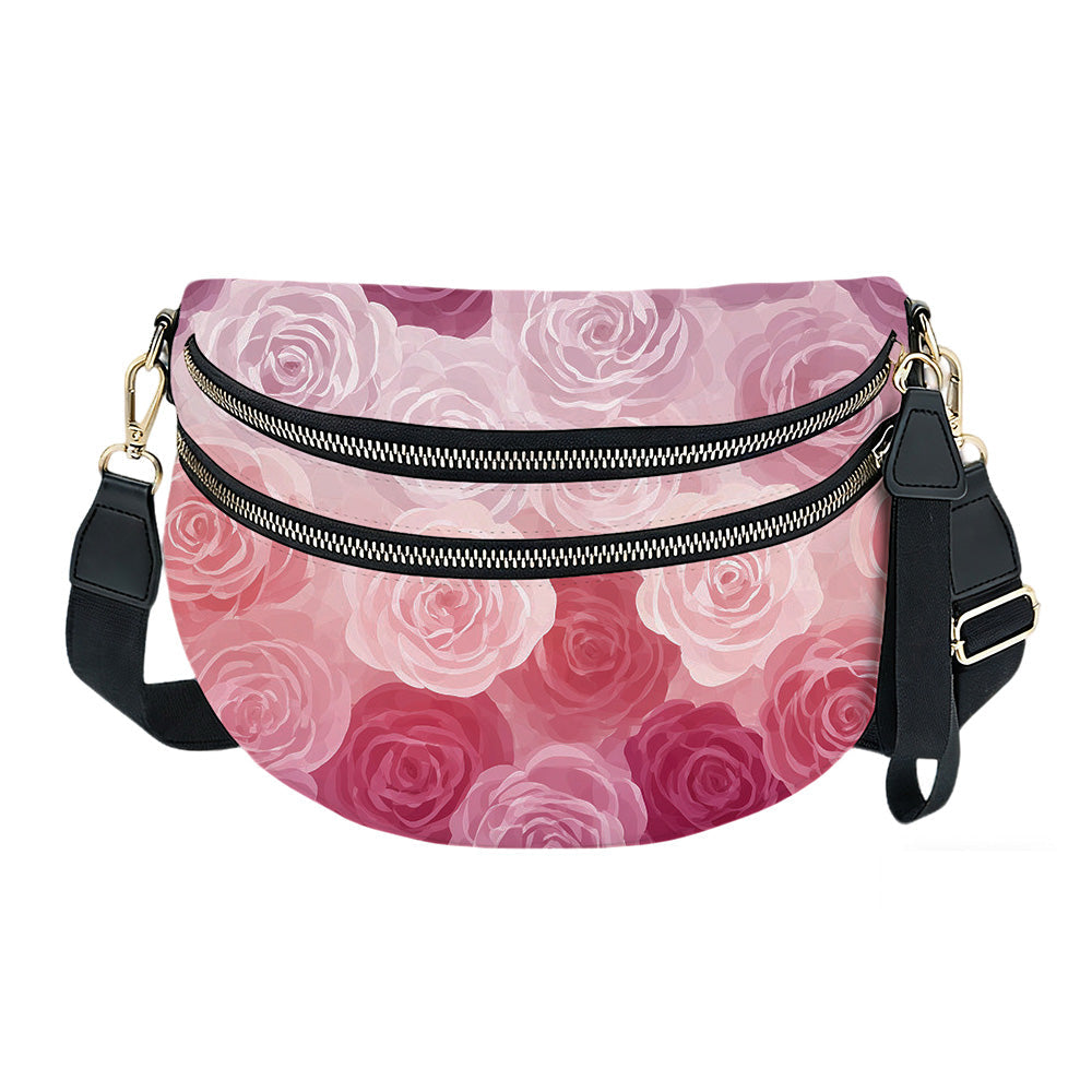 Bundled Set - Roni & Pouch - Floral Pink Purple Ombré Roses