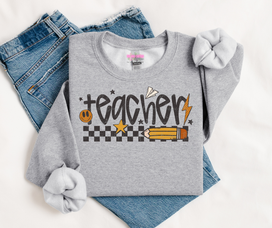 Retro Teacher Graphic Tee or Crewneck Sweatshirt