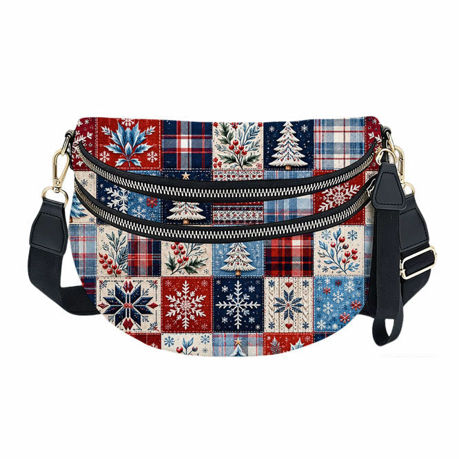 The Roni Nylon Crossbody - Christmas Quilted Squares