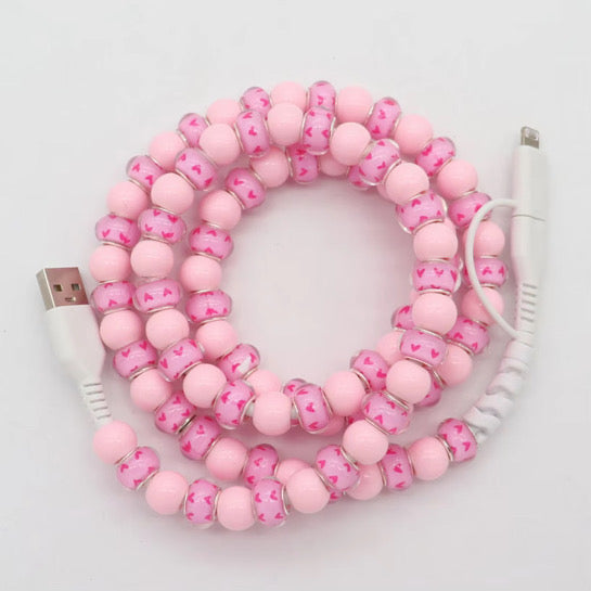 Charging Cord - Beaded - Clear Design - PREORDER 3/14-3/17