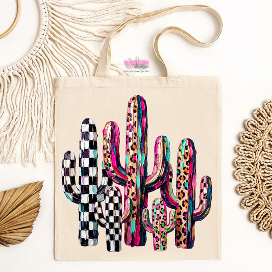 Colorful Cactus Tote Bag