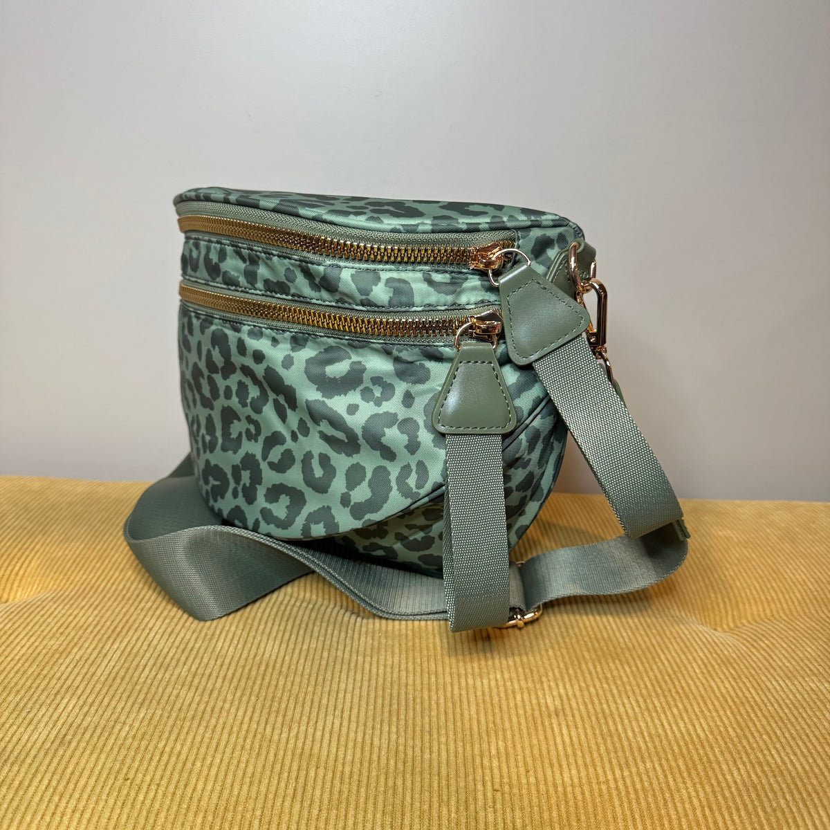 The Roni Nylon Crossbody - Animal Print Dark Green
