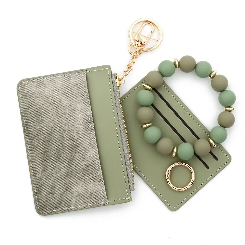 Denim Suede Bracelet Keychain & Card Holder - PREORDER 7/19-7/22