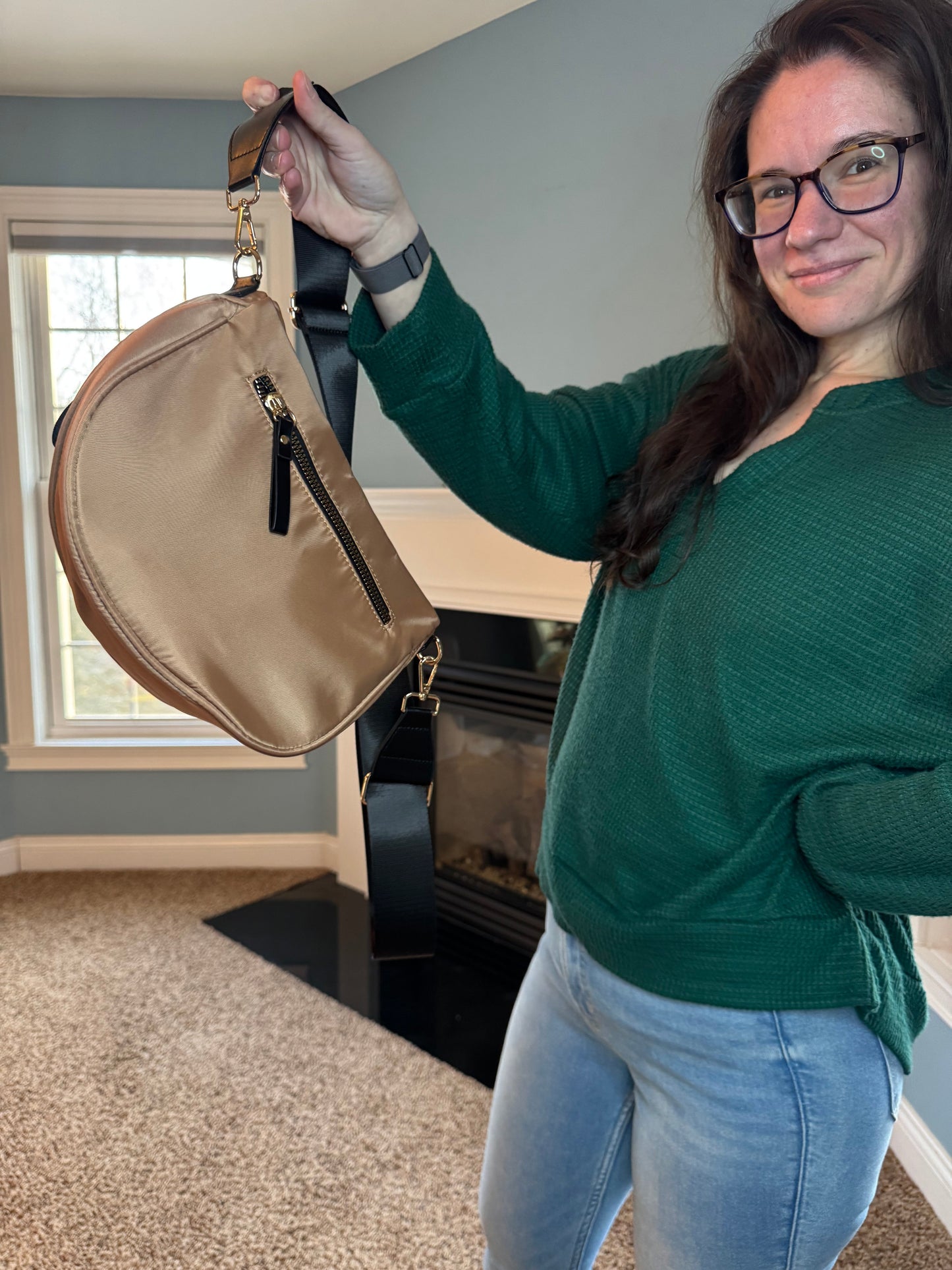 The Roni Nylon Crossbody - Peach + Black - PREORDER
