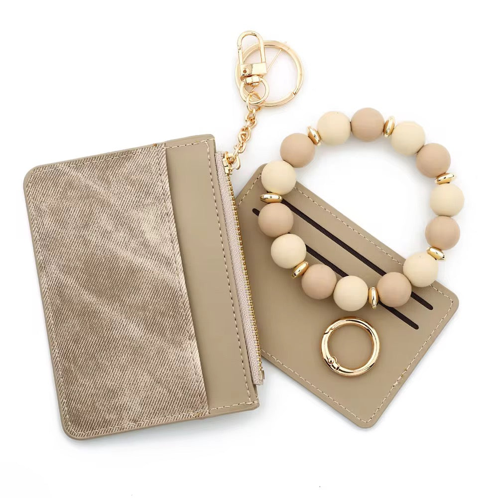 Denim Suede Bracelet Keychain & Card Holder - PREORDER 7/19-7/22