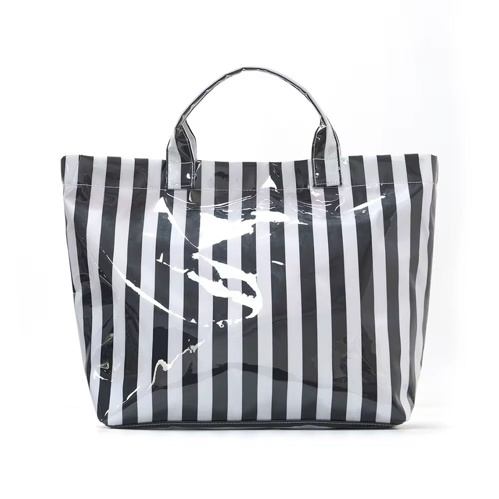 The April Vinyl Tote Bag - Stripes - PREORDER