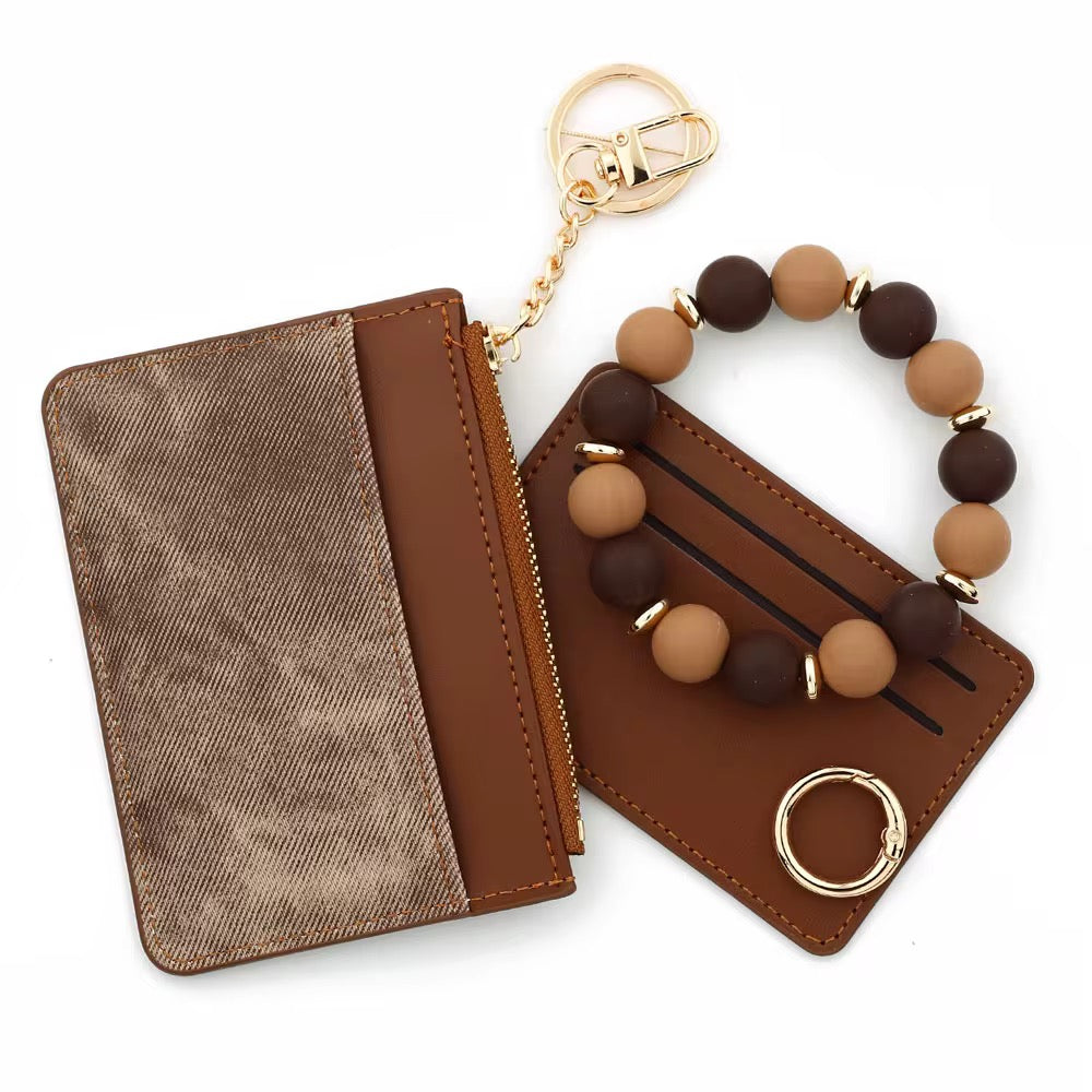 Denim Suede Bracelet Keychain & Card Holder - PREORDER 7/19-7/22