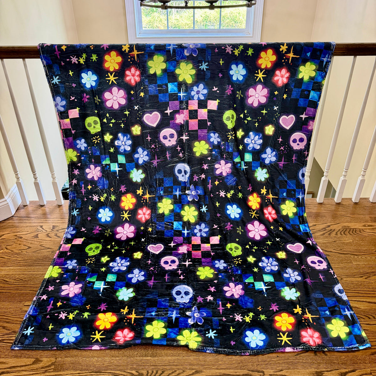 Blanket Halloween #11 - Skull Check Floral Star - PREORDER ends 7/25